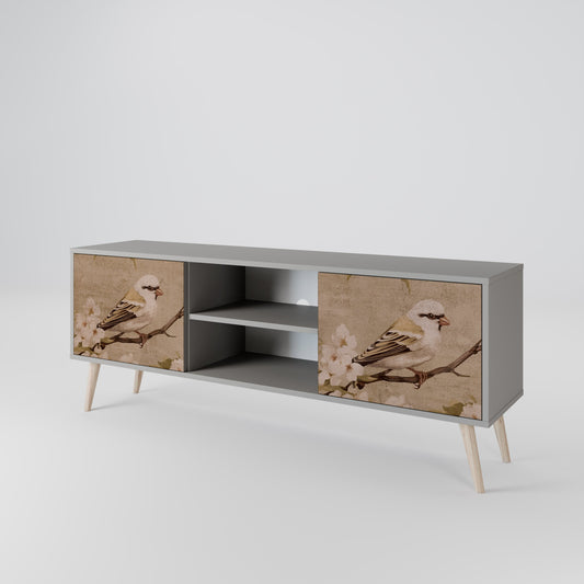 PETAL DISTINGUISH 2-Door TV Stand in Grey Finish