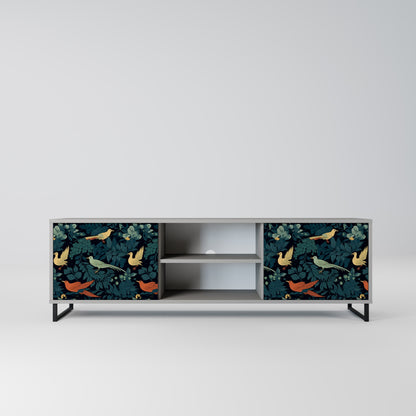 FOWL ORNAMENT 2-Door TV Stand in Grey Finish