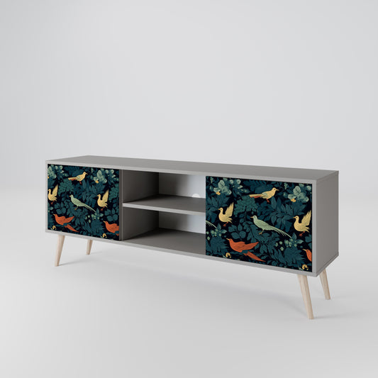 FOWL ORNAMENT 2-Door TV Stand in Grey Finish