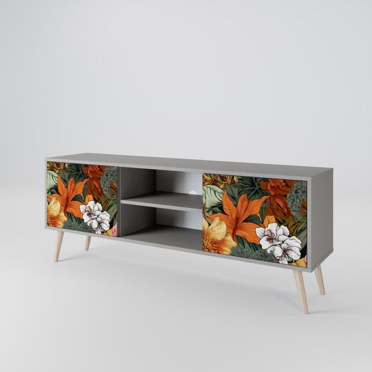 RADIANT FLORA 2-Door TV Stand in Grey Finish