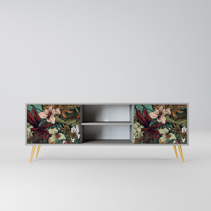 BOTANICAL EMERGENCE 2-Door TV Stand in Grey Finish