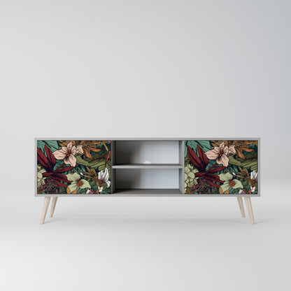 BOTANICAL EMERGENCE 2-Door TV Stand in Grey Finish