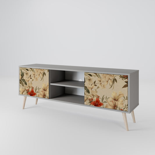 BLOOMING HARMONY 2-Door TV Stand in Grey Finish