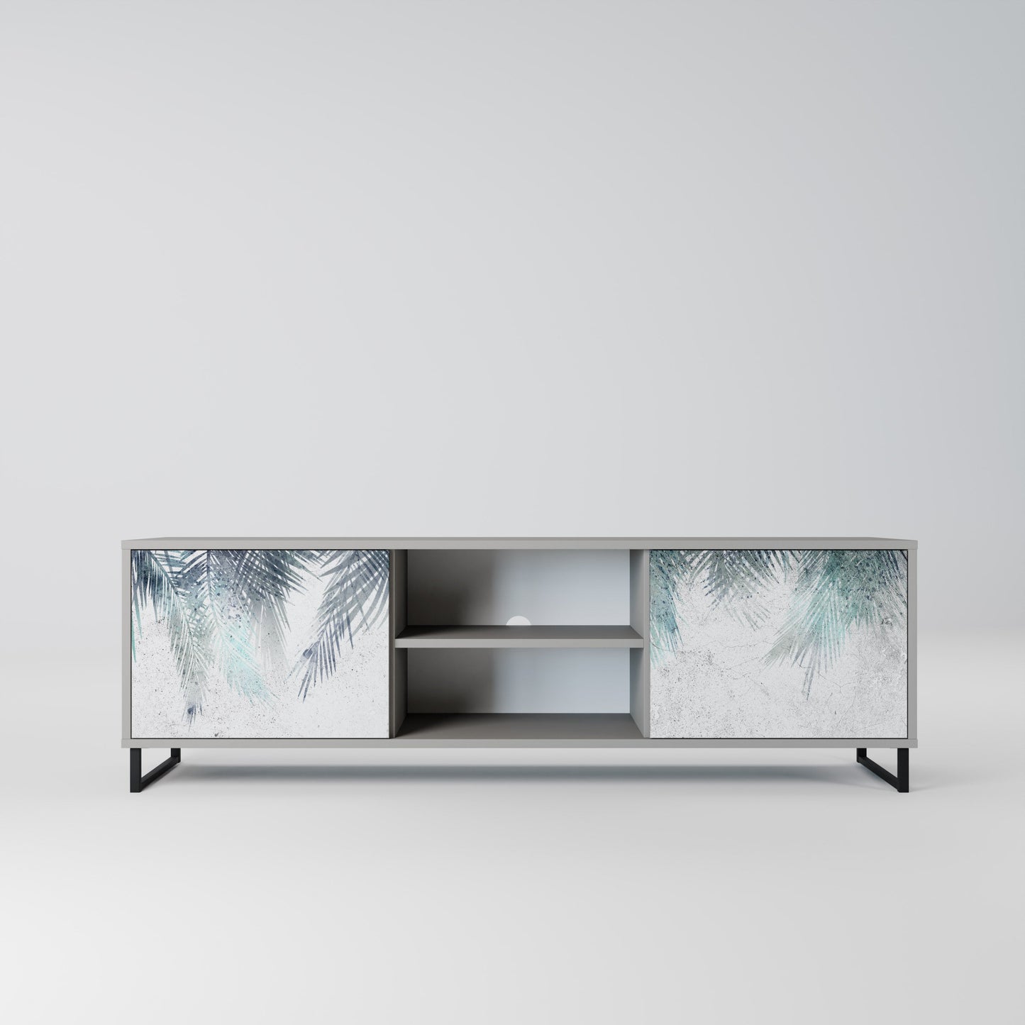 PALM VEIL 2-Door TV Stand in Grey Finish