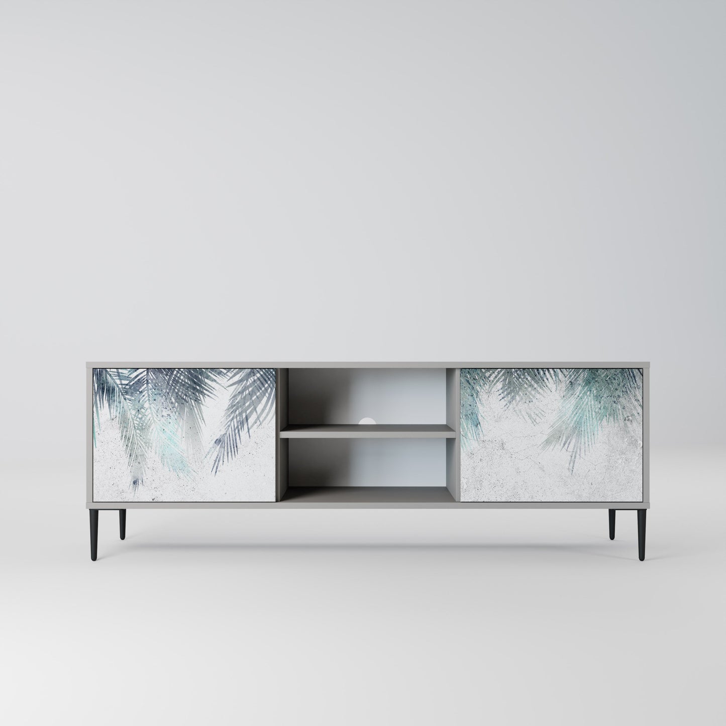 PALM VEIL 2-Door TV Stand in Grey Finish