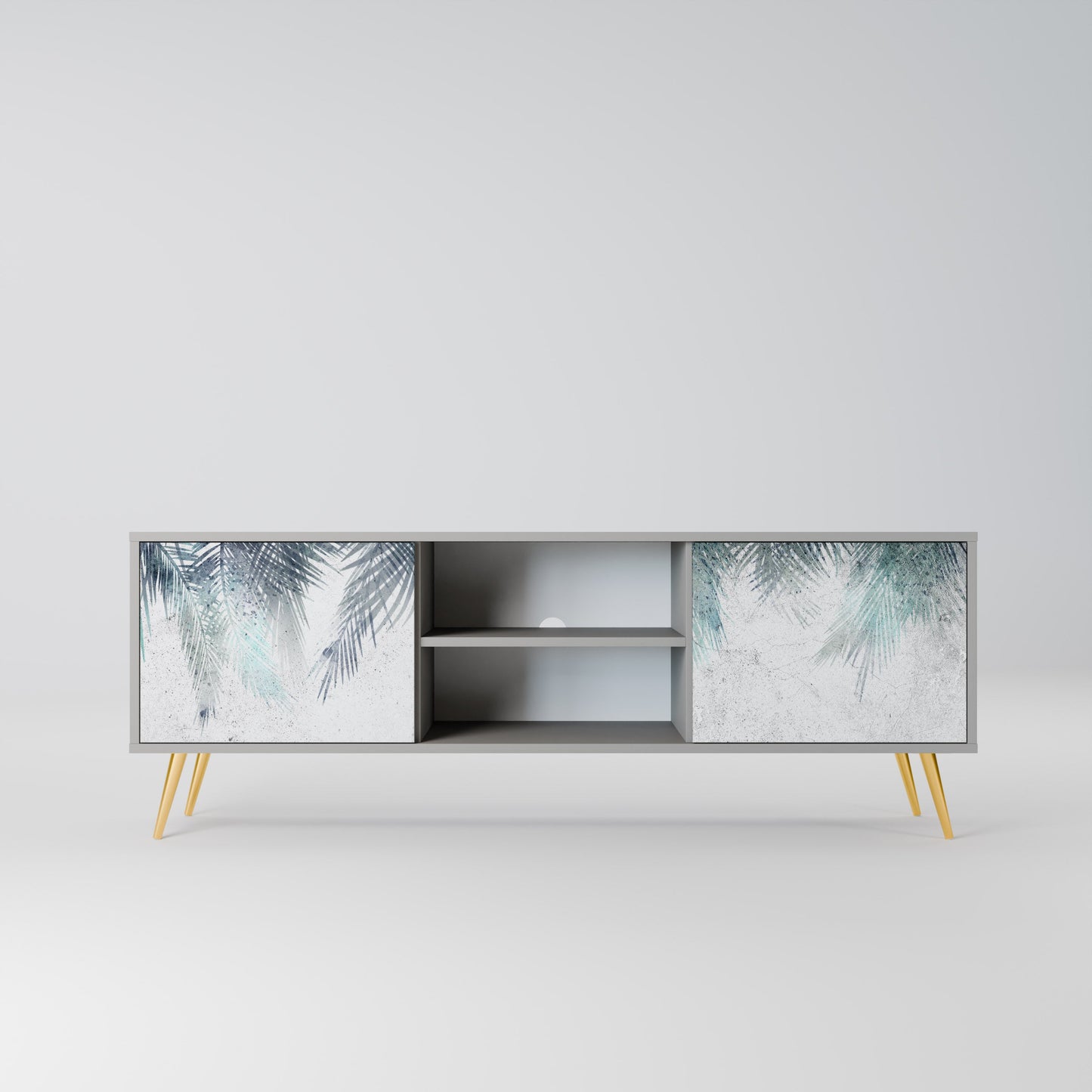 PALM VEIL 2-Door TV Stand in Grey Finish
