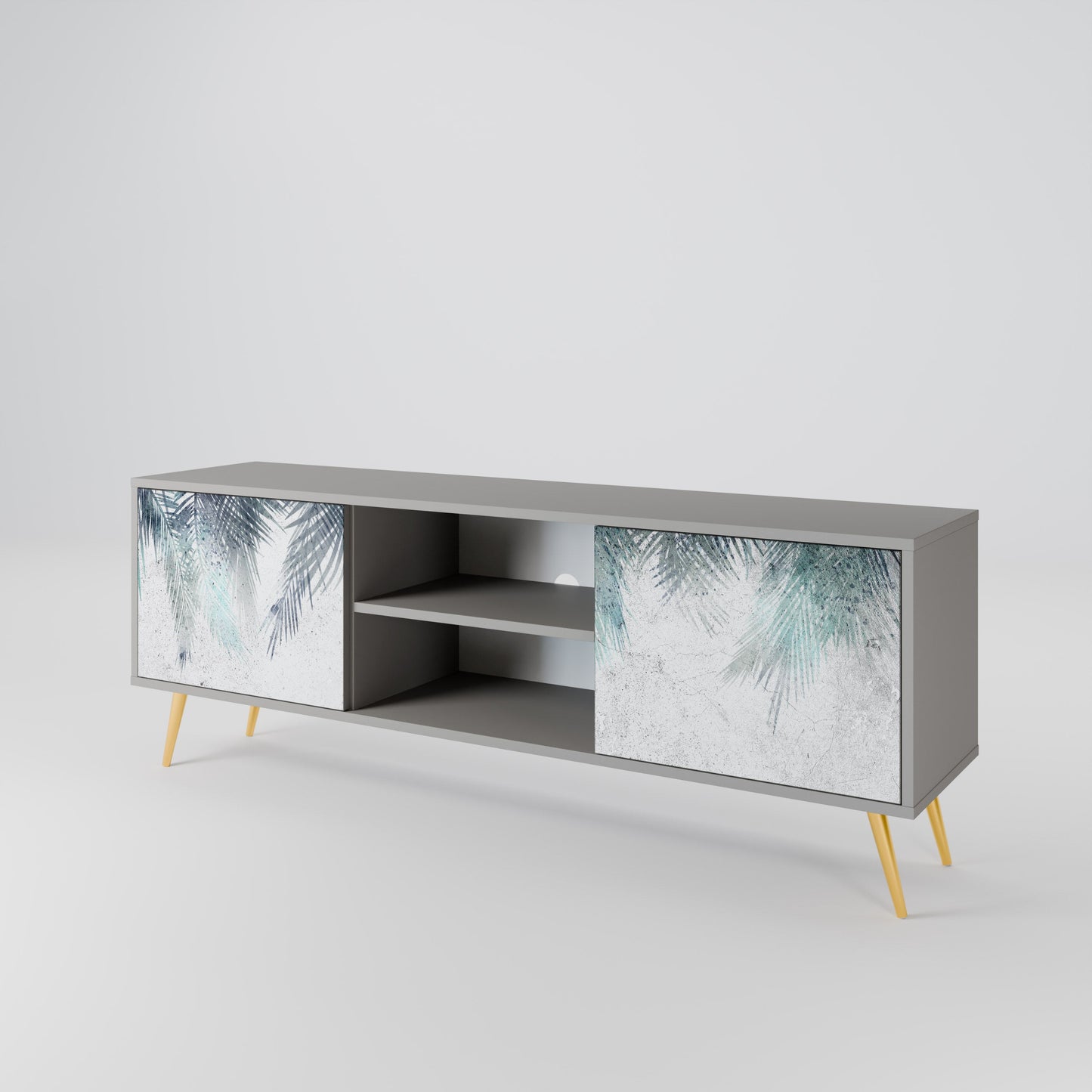 PALM VEIL 2-Door TV Stand in Grey Finish