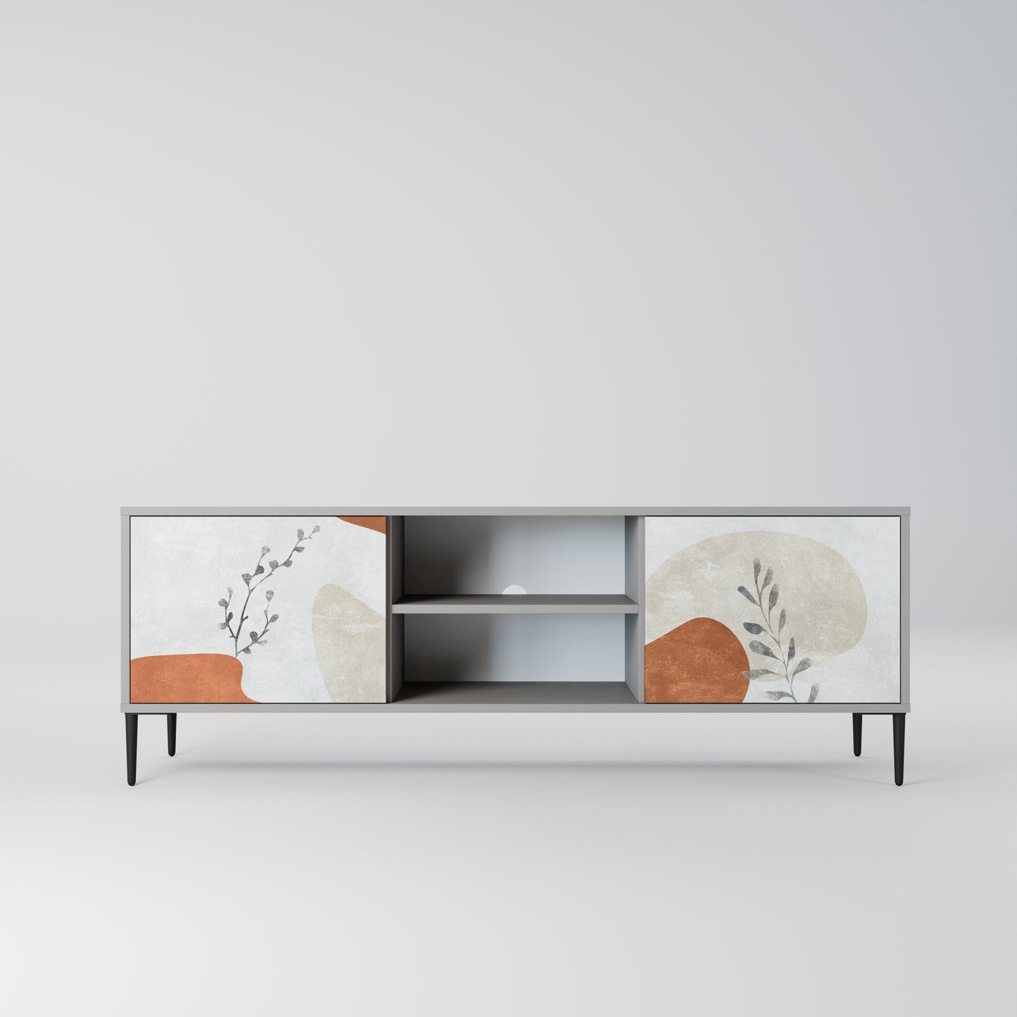 TRANQUIL TWIG 2-Door TV Stand in Grey Finish