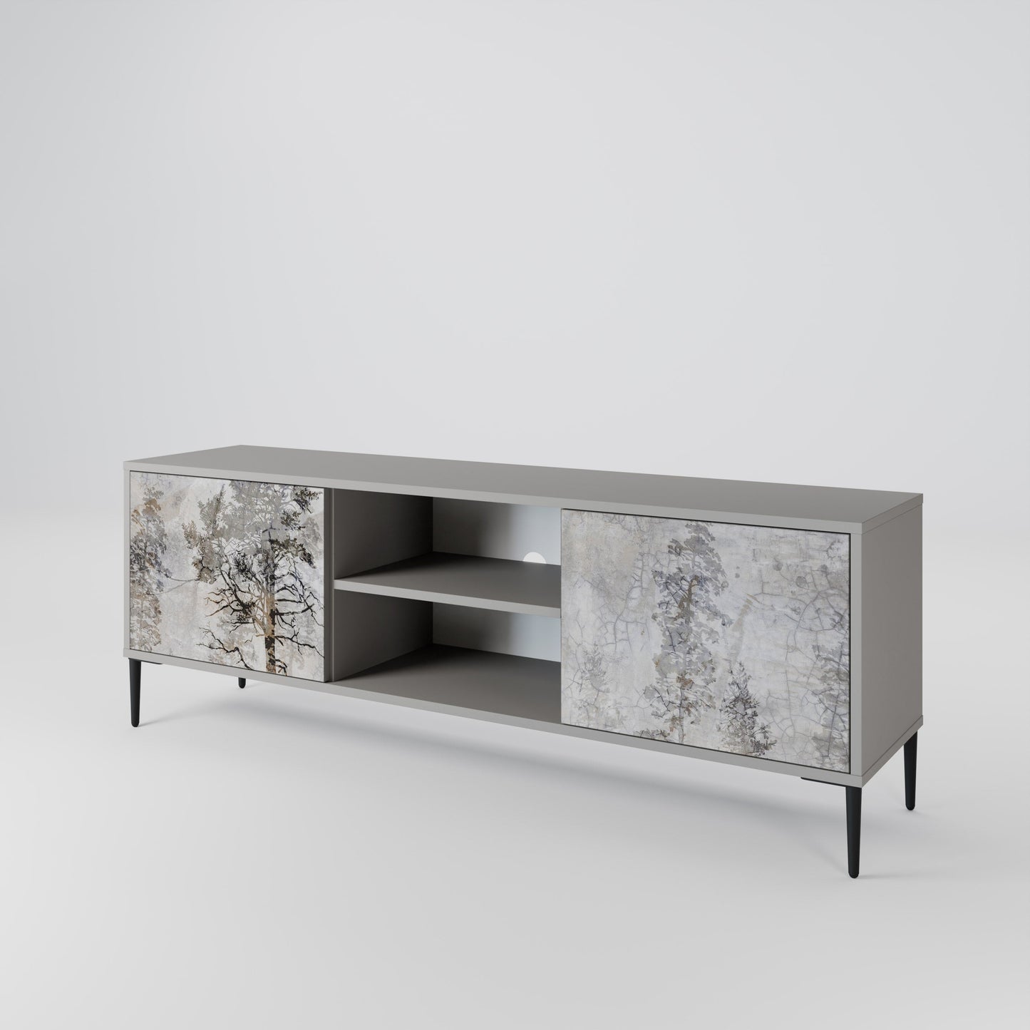 FADE IN THE TREES 2-Door TV Stand in Grey Finish