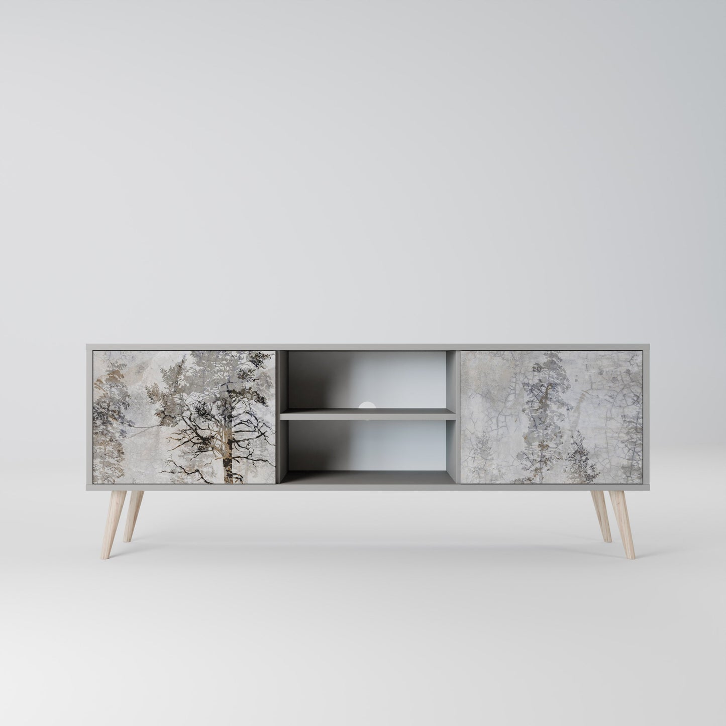 FADE IN THE TREES 2-Door TV Stand in Grey Finish