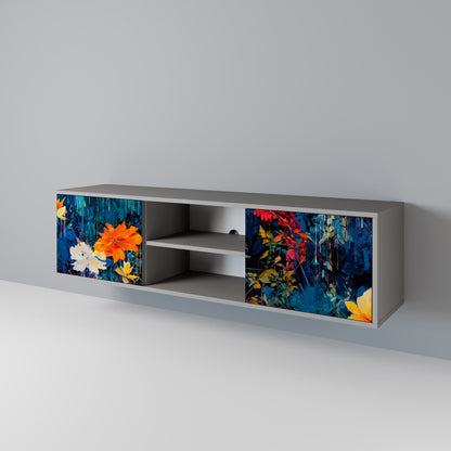 MIDNIGHT BLOSSOM 2-Door TV Stand in Grey Finish