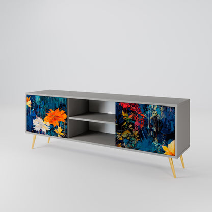 MIDNIGHT BLOSSOM 2-Door TV Stand in Grey Finish