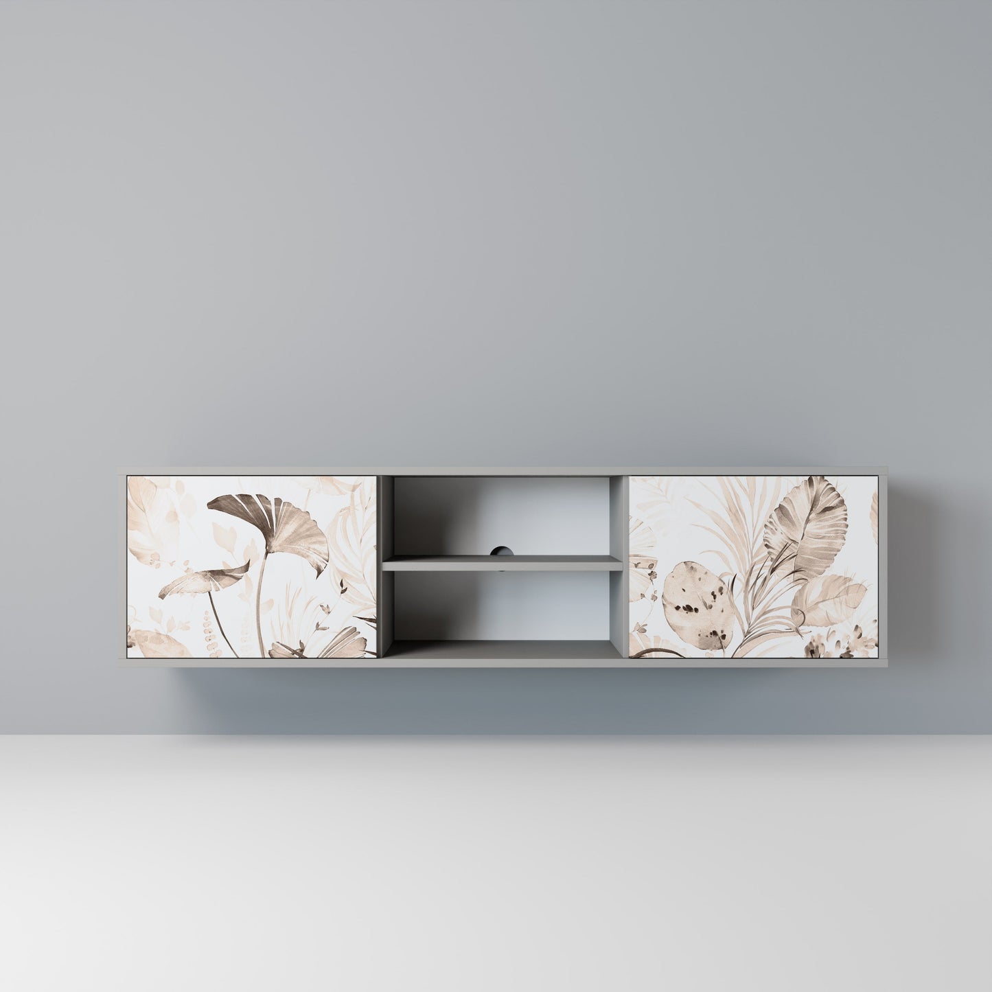 WILD TENDERNESS 2-Door TV Stand in Grey Finish