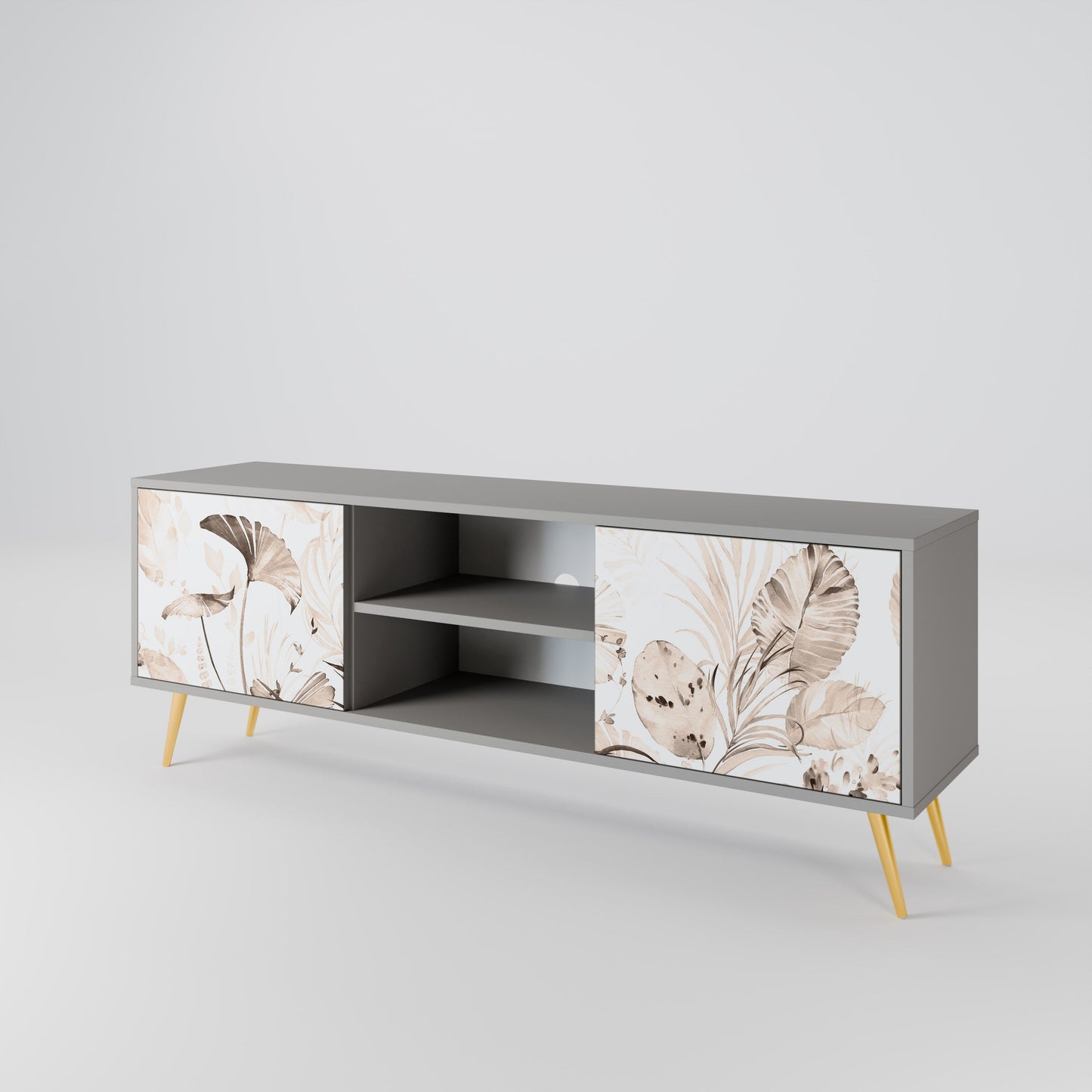WILD TENDERNESS 2-Door TV Stand in Grey Finish