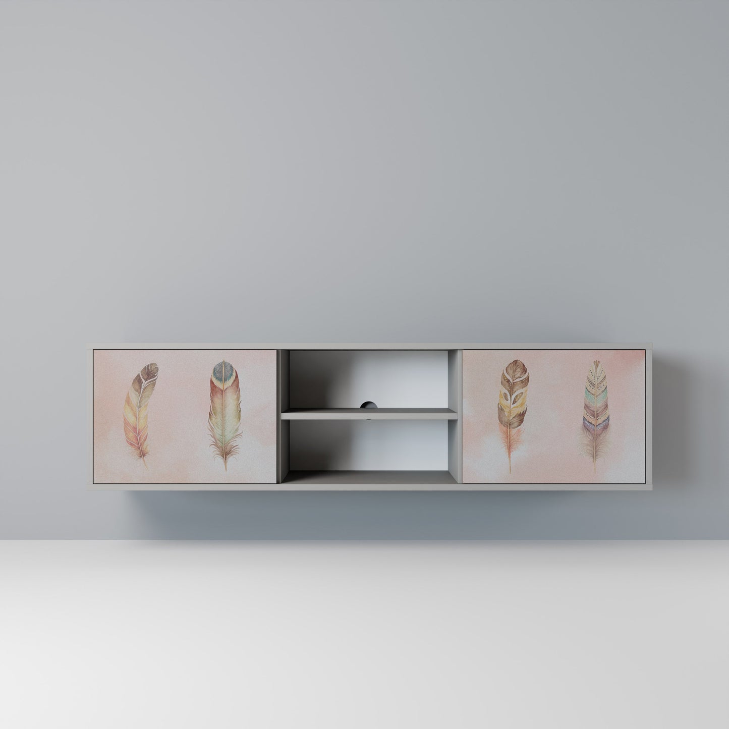THE DELIQUESCE 2-Door TV Stand in Grey Finish