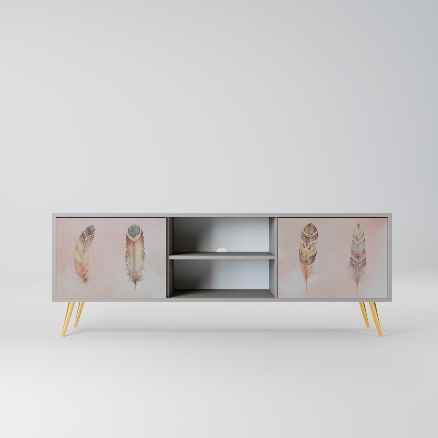 THE DELIQUESCE 2-Door TV Stand in Grey Finish