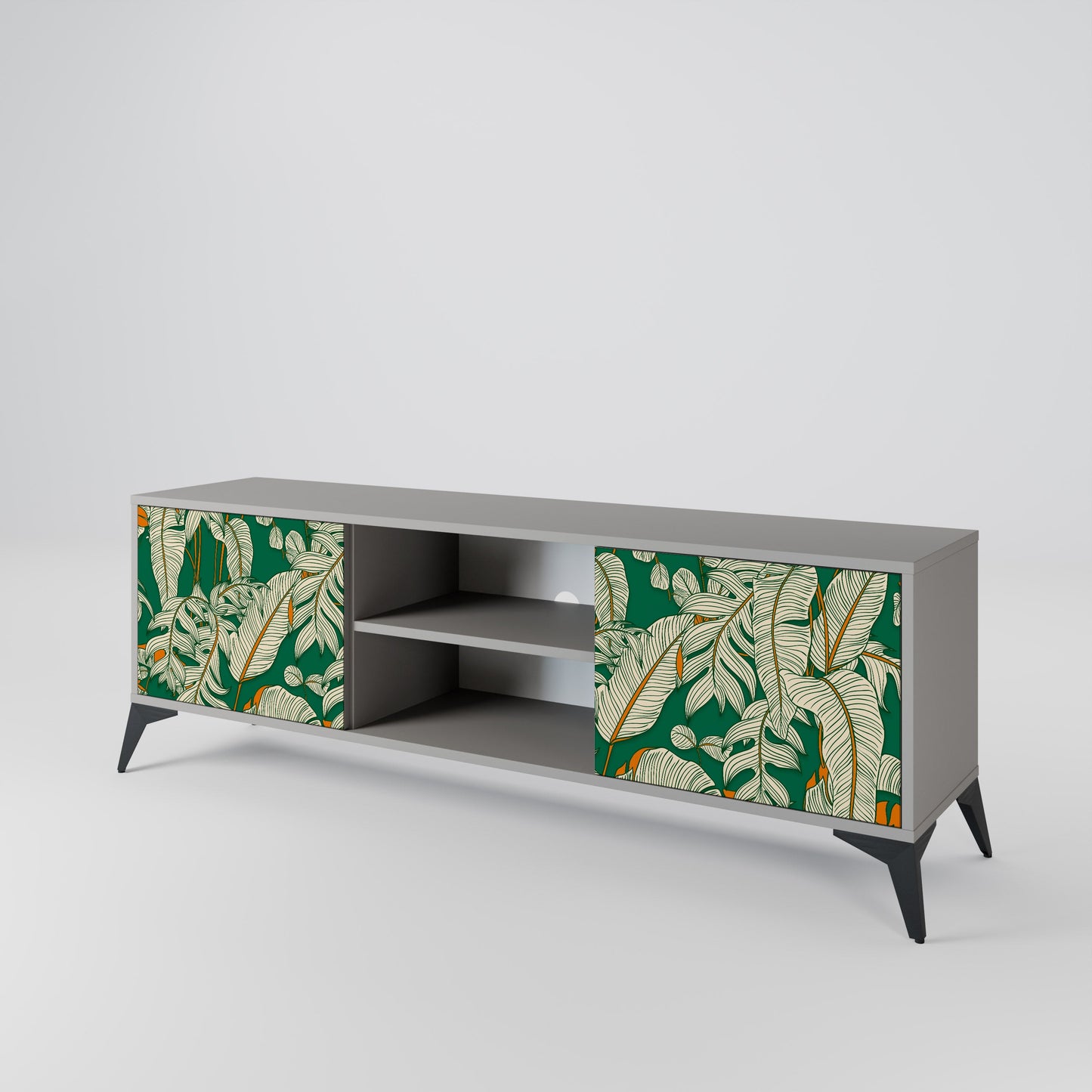 VERDANT PLEASURES 2-Door TV Stand in Grey Finish