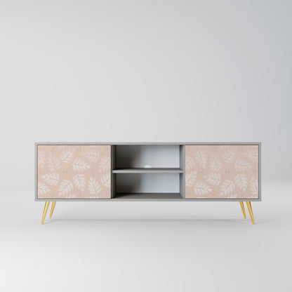 LEAVES ON BEIGE 2-Door TV Stand in Grey Finish