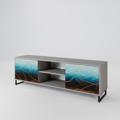 LUNAR SECRETS 2-Door TV Stand in Grey Finish
