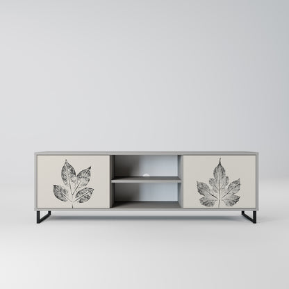LEAFY STAMPS 2-Door TV Stand in Grey Finish