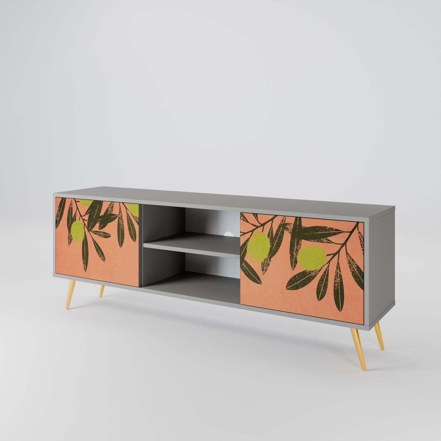 JUICY OLIVES 2-Door TV Stand in Grey Finish