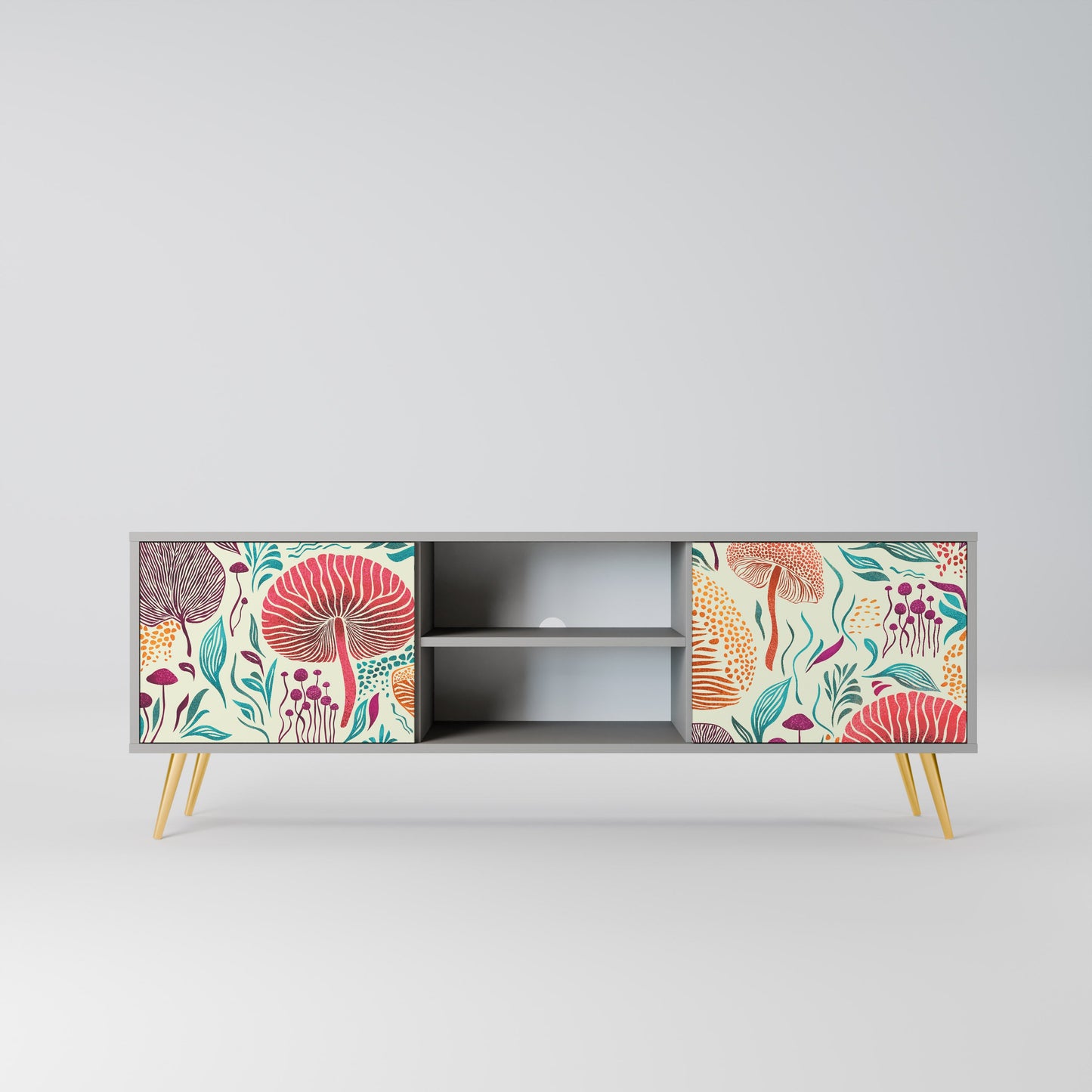 FUNGUS FANTASY 2-Door TV Stand in Grey Finish