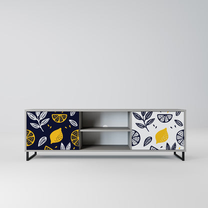 CITRUS BLACK AND WHITE 2-Door TV Stand in Grey Finish