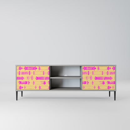 SKATEBOARD ARTISTRY 2-Door TV Stand in Grey Finish