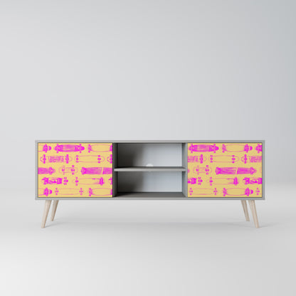 SKATEBOARD ARTISTRY 2-Door TV Stand in Grey Finish
