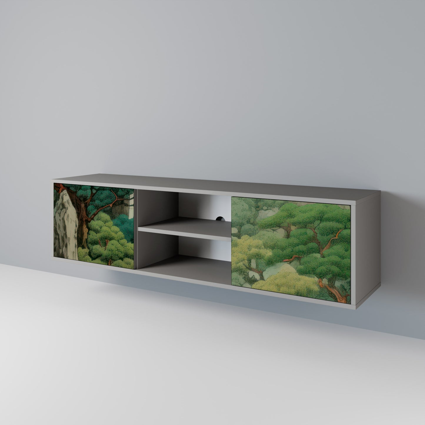 VERDURE ABYSS 2-Door TV Stand in Grey Finish