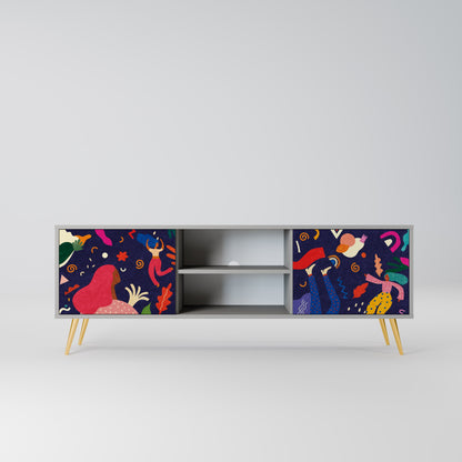 FESTIVE PLEASURES 2-Door TV Stand in Grey Finish