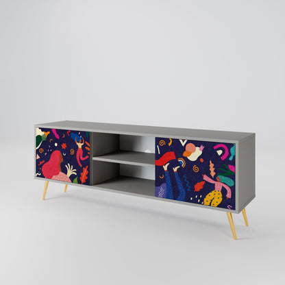 FESTIVE PLEASURES 2-Door TV Stand in Grey Finish
