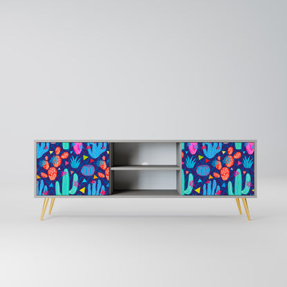 CACTUS VIBES 2-Door TV Stand in Grey Finish