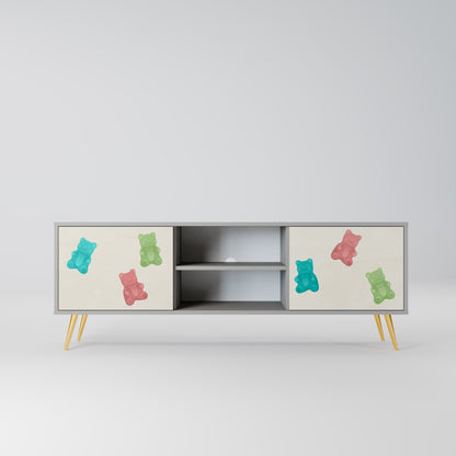 GUMMY BEARS 2-Door TV Stand in Grey Finish