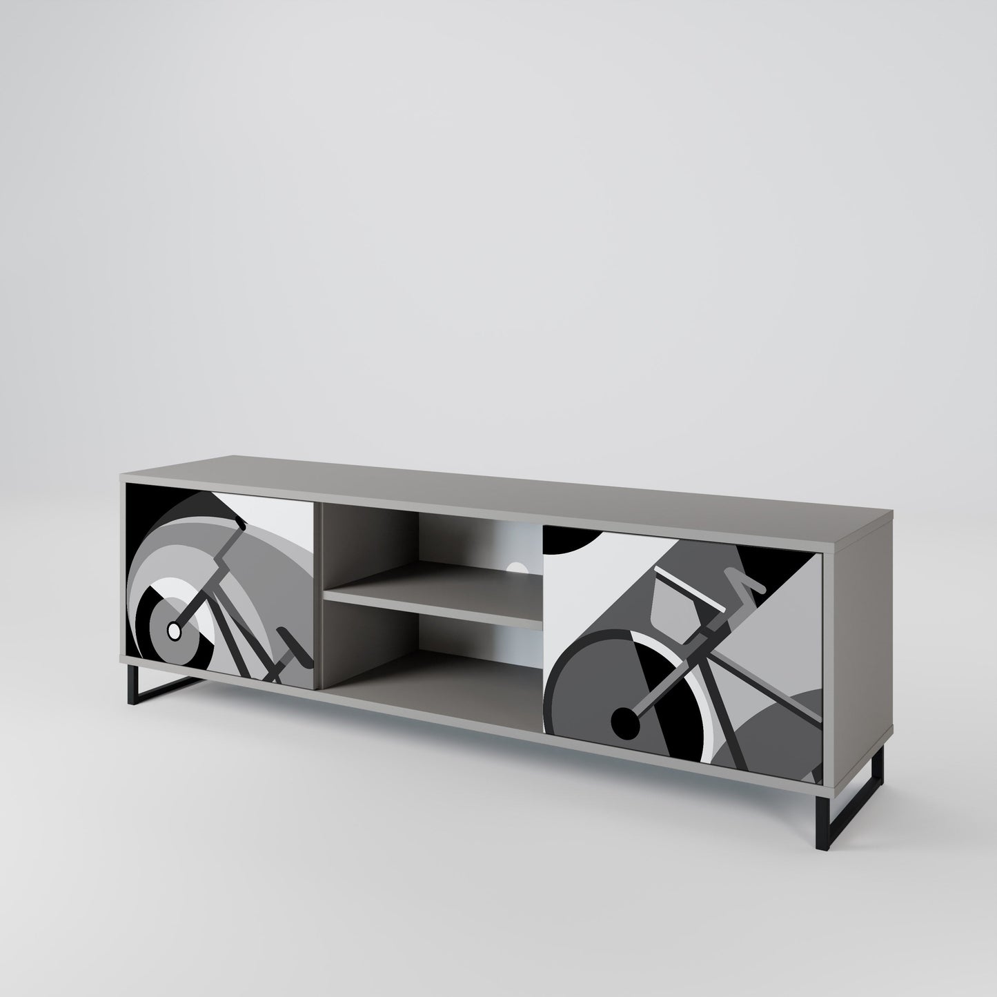 BIKE ENERGY 2-Door TV Stand in Grey Finish