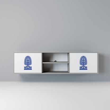 POLISH FOLK ART 2-Door TV Stand in Grey Finish