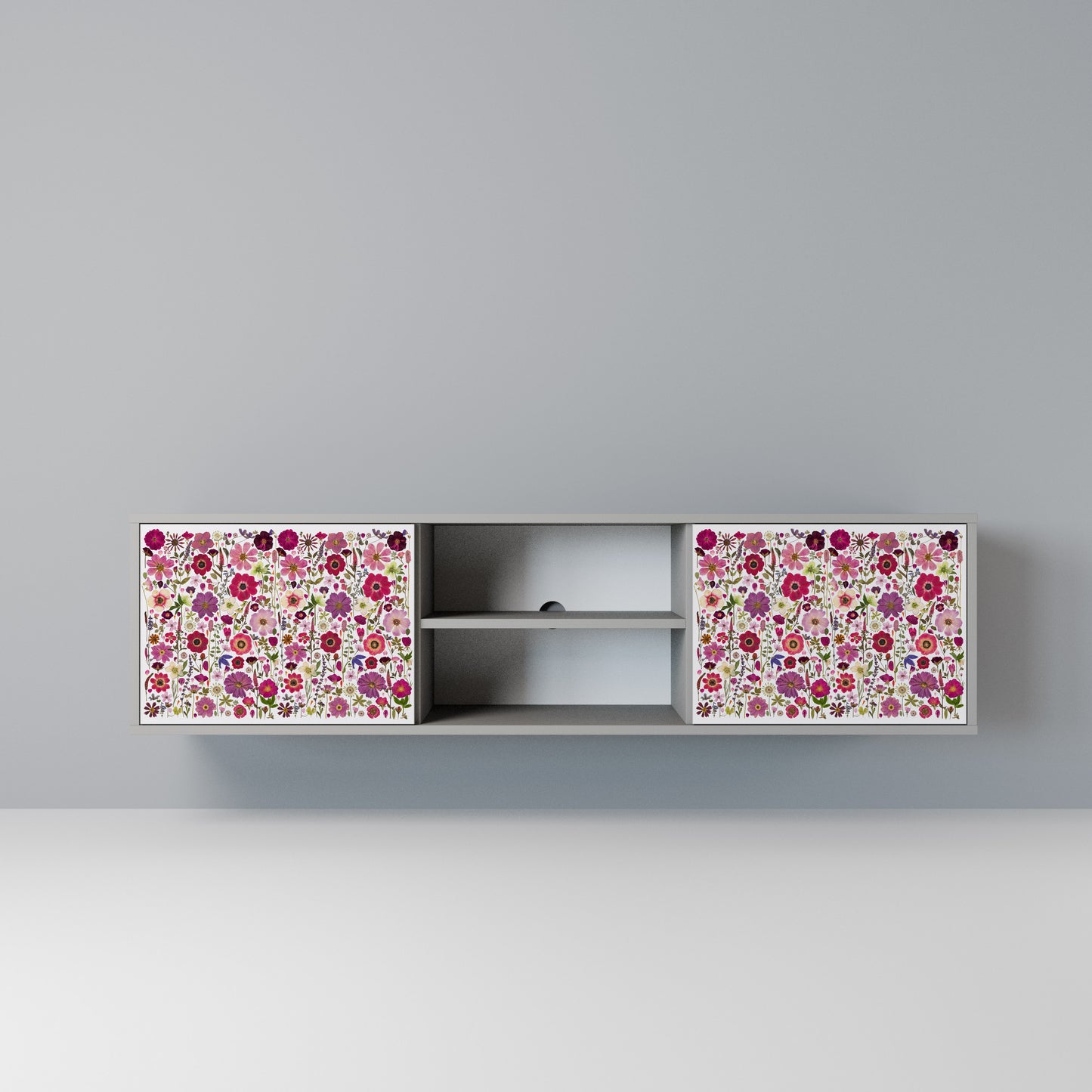 PETAL GARDEN Mobile TV a 2 Ante in Finitura Grigia