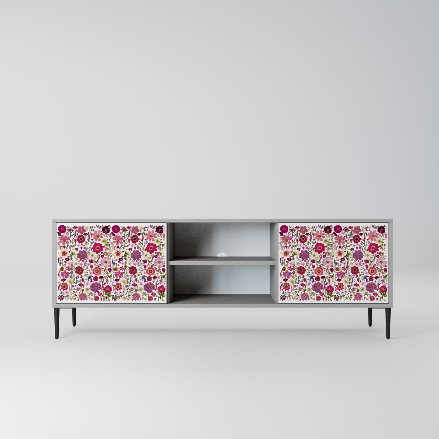 PETAL GARDEN Mobile TV a 2 Ante in Finitura Grigia