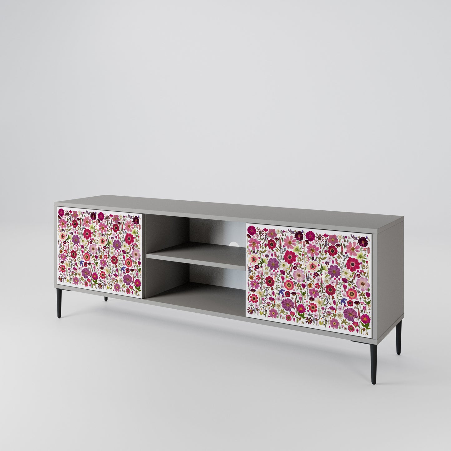 PETAL GARDEN Mobile TV a 2 Ante in Finitura Grigia