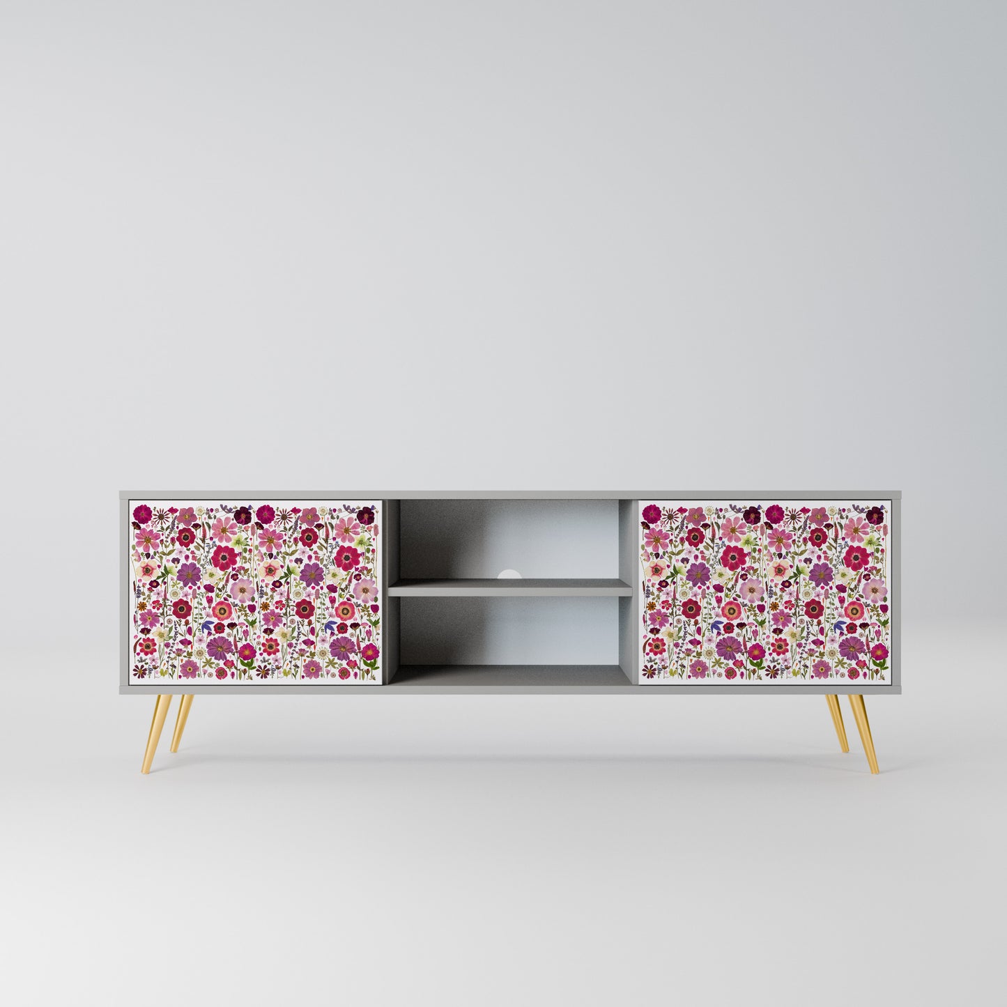 PETAL GARDEN Mobile TV a 2 Ante in Finitura Grigia