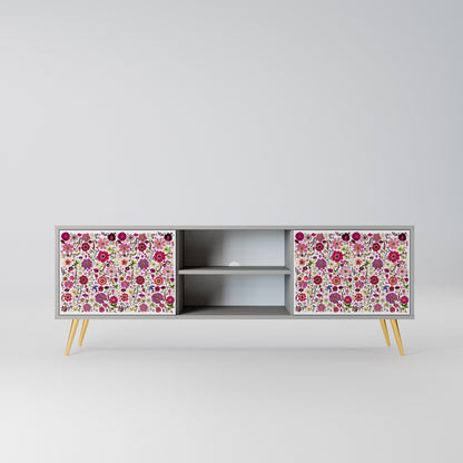 PETAL GARDEN Mobile TV a 2 Ante in Finitura Grigia