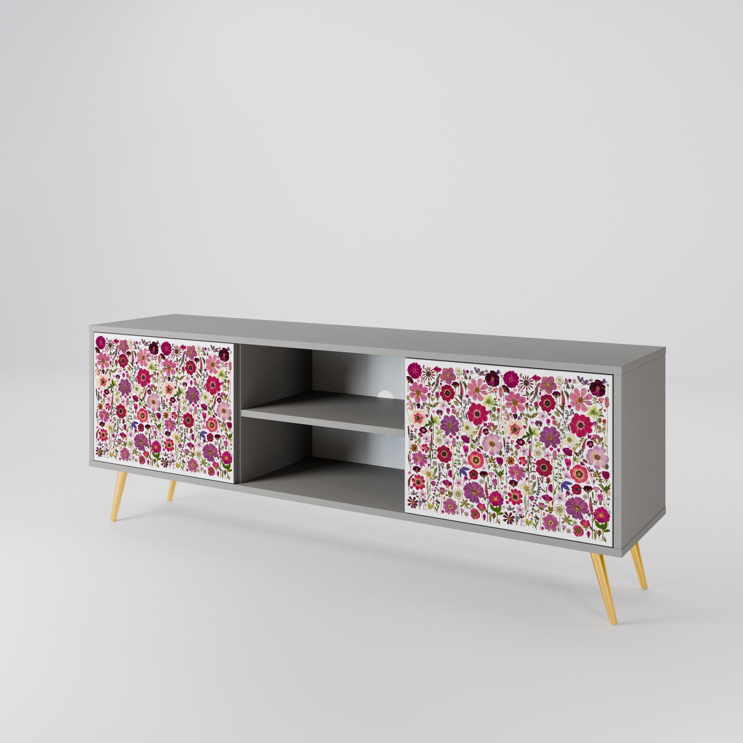PETAL GARDEN Mobile TV a 2 Ante in Finitura Grigia