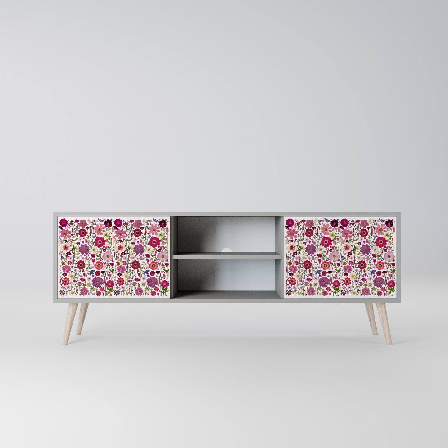 PETAL GARDEN Mobile TV a 2 Ante in Finitura Grigia
