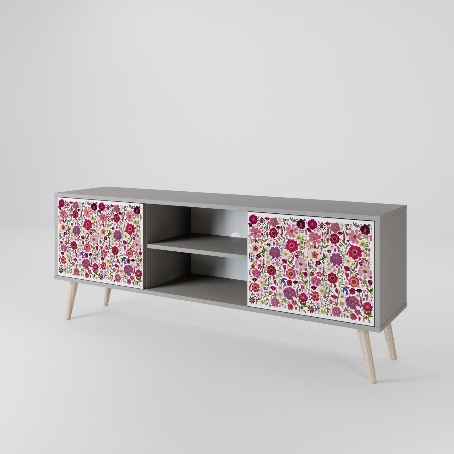 PETAL GARDEN Mobile TV a 2 Ante in Finitura Grigia
