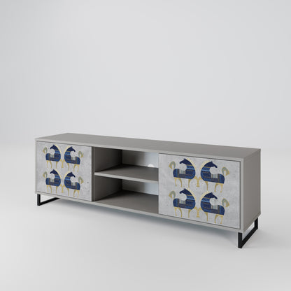 MAJESTIC STEED 2-Door TV Stand in Grey Finish