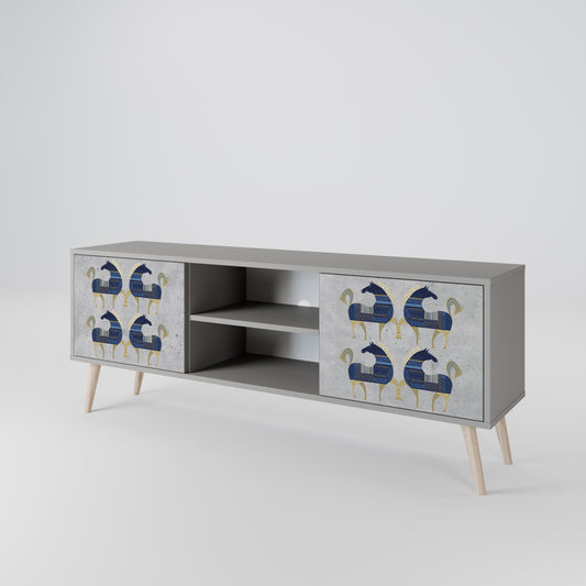 MAJESTIC STEED 2-Door TV Stand in Grey Finish