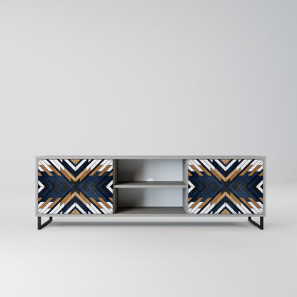 ARTFUL GEOMETRY 2-Door TV Stand in Grey Finish