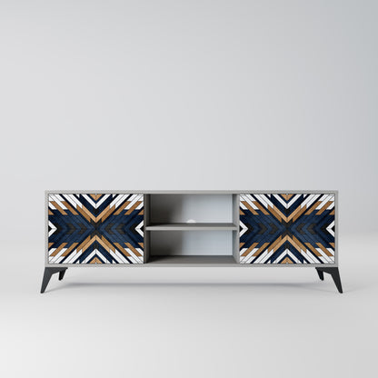 ARTFUL GEOMETRY 2-Door TV Stand in Grey Finish