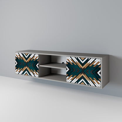 ARTISTIC GEOMETRY 2-Door TV Stand in Grey Finish