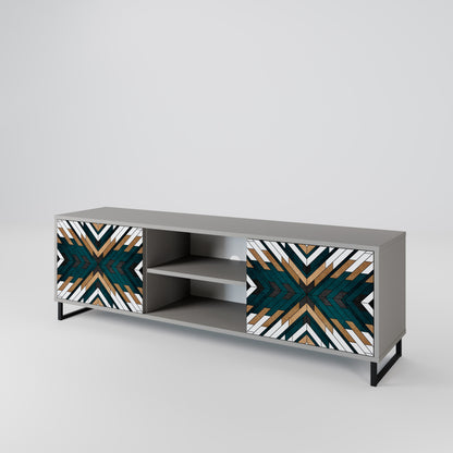 ARTISTIC GEOMETRY 2-Door TV Stand in Grey Finish